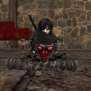 I noticed Galyanna sitting at the bottom of the stairs.