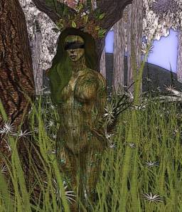 Aerodine in the bower, still blindfolded.