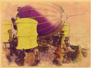 Up ahead, an airship.