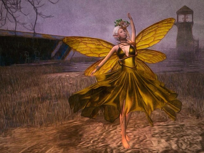 In a dress of autumn gold, I tried to stay above the surface...