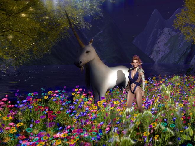 They dressed me up like a fantasy novel cover, and they grabbed the one tame unicorn on the grounds so I could practice tagging.