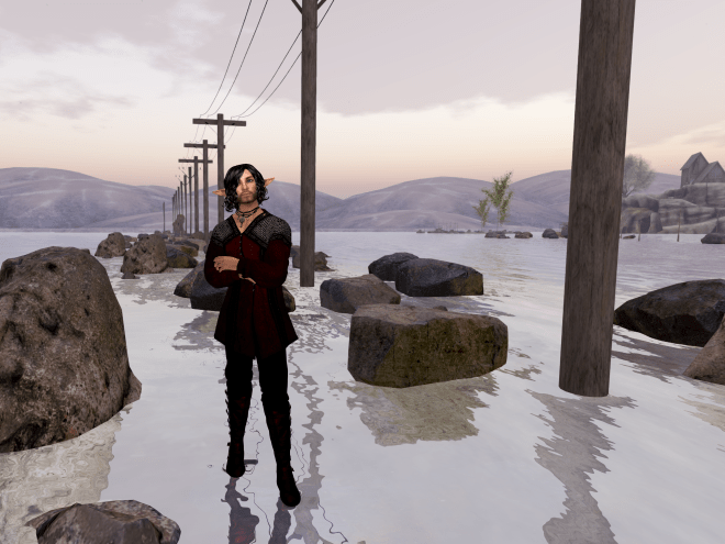 Around dawn on the second day, I looked out the vardo door and saw.... power lines.