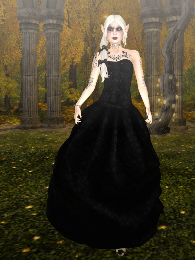 I liked the dress a lot better once the crows had been shooed away at last.