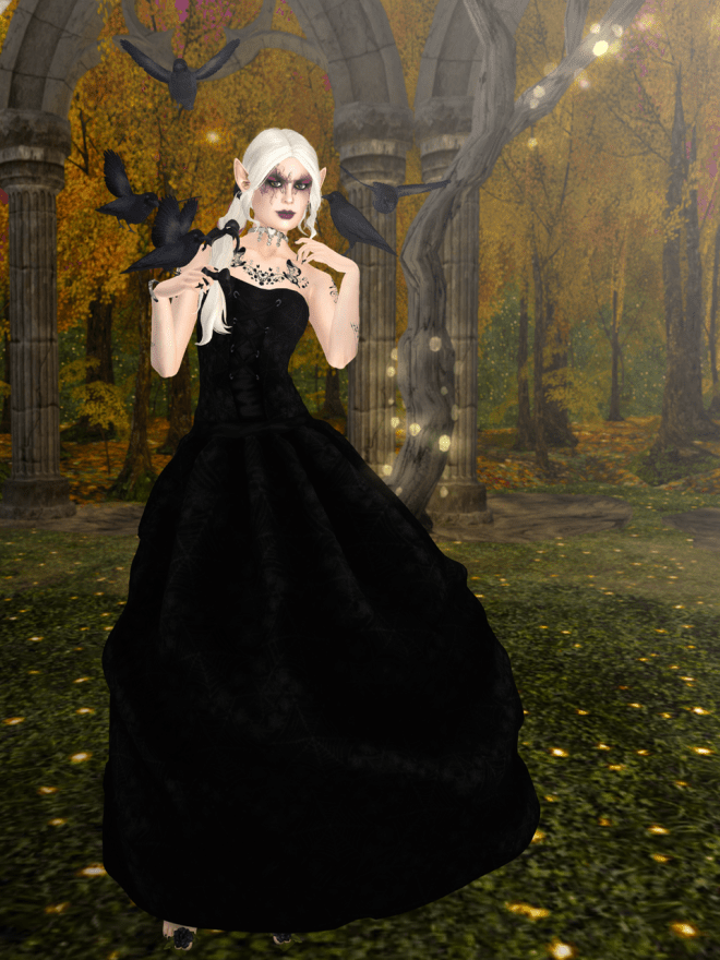 No sooner had they put the next dress on me than a small murder of crows appeared.