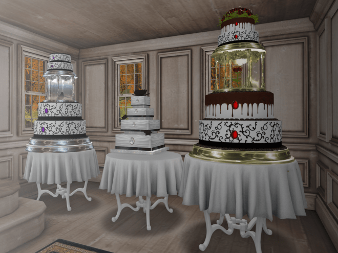 "Oh, no; the cakes are just there for the bride to look over," she said.