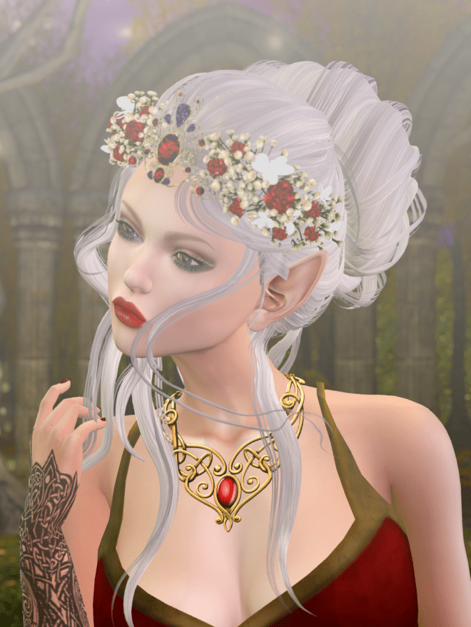 The Queen is in her Bower, dressed in crimson gold