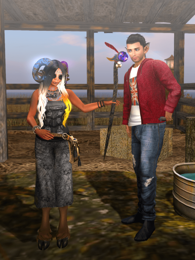 As we'd done before, Dyisi reached out her staff to me, and I held on to both the staff and her hand.